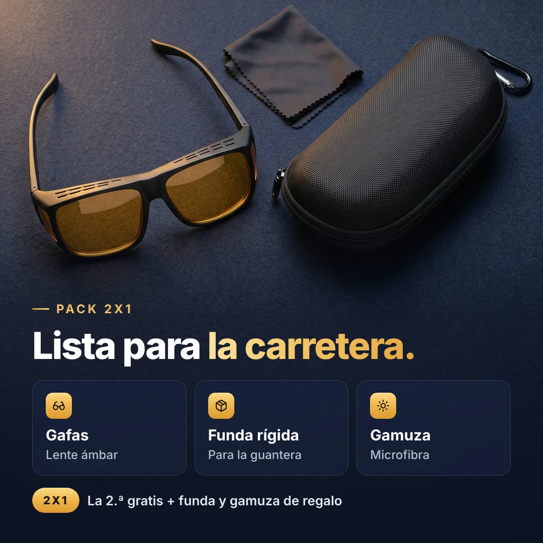 Pack 2x1: gafas, funda rígida y gamuza de regalo